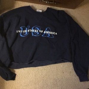USA Cropped Crewneck Sweatshirt